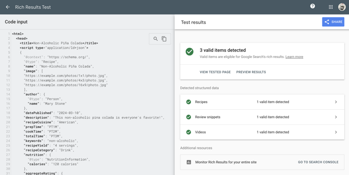 google rich results test for FAQ SERP Features